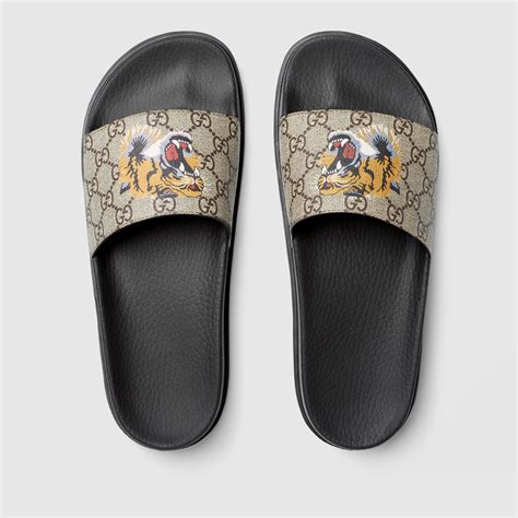 gucci supreme slides tiger|gucci slide gg supreme tigers.